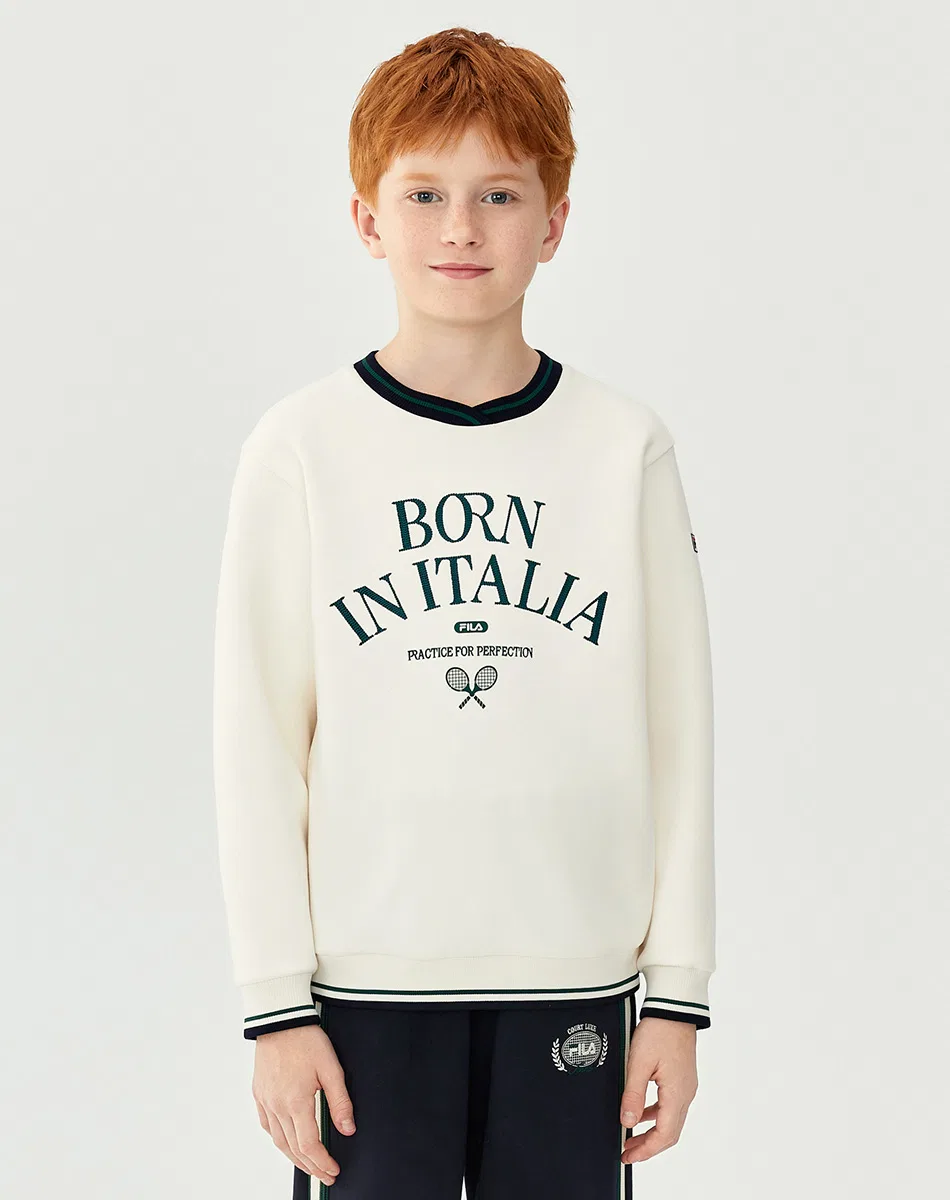 Детский свитшот с круглым вырезом FILA KIDS, Steam White — фото 4