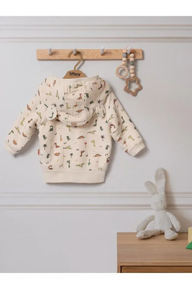 Детский кардиган для мальчиков с принтом Nova Miny Wool Muslin Dinosaur Theme Tiffany, Multicolor