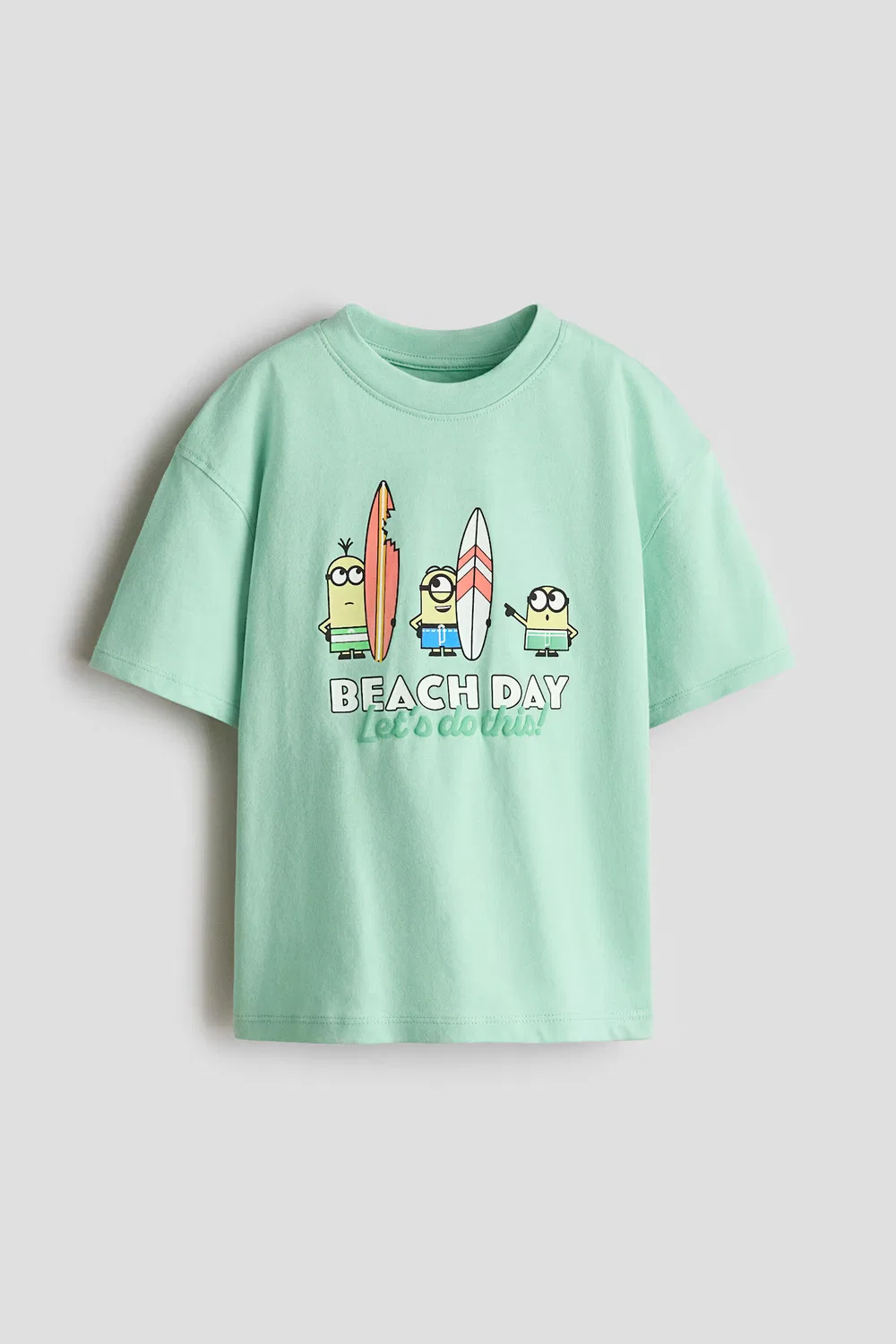 Футболка оверсайз с принтом H&M, Hellgrün/Minions