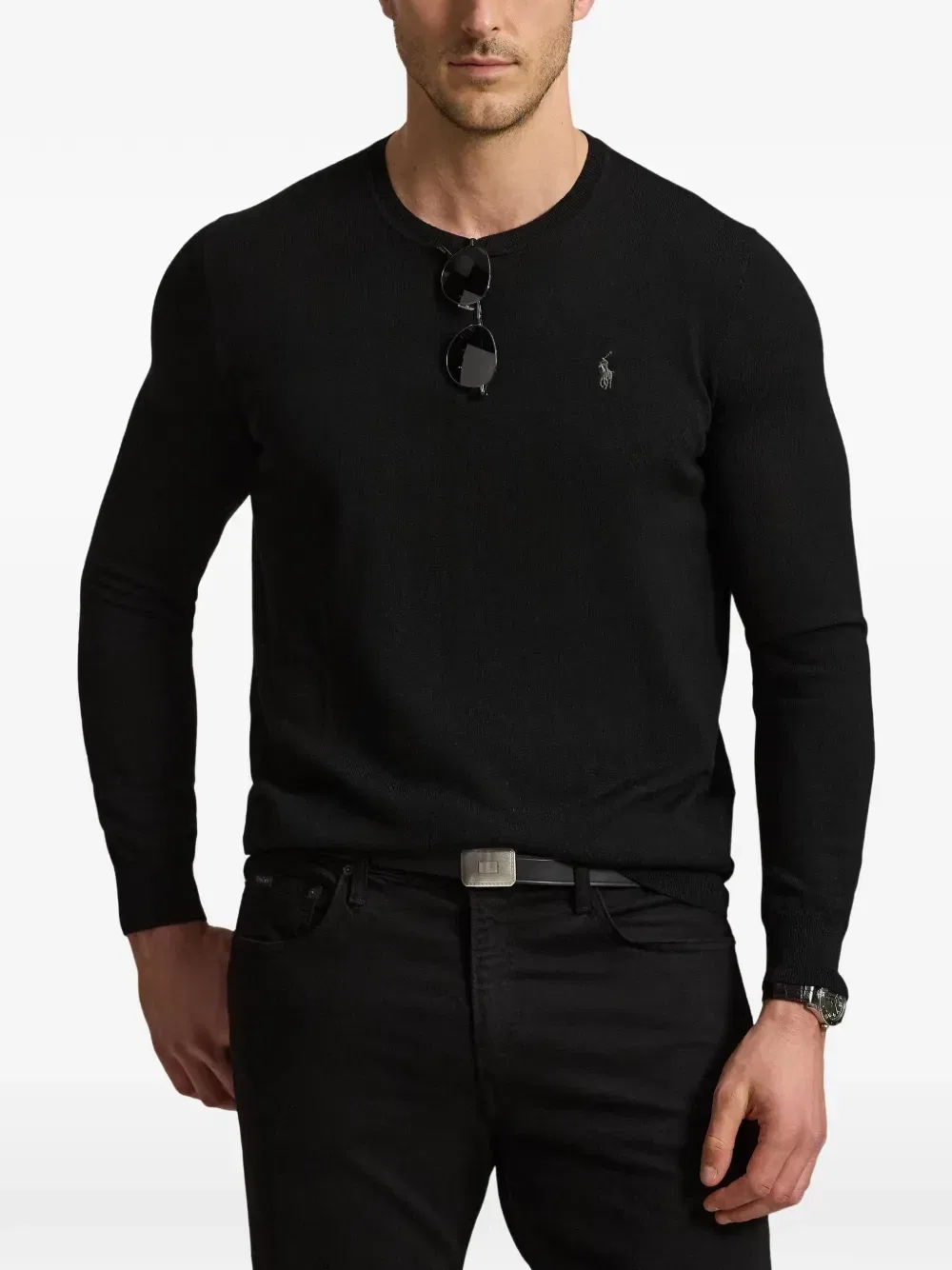 Шерстяной свитер с вышивкой Pony Polo Ralph Lauren, черный — фото 3