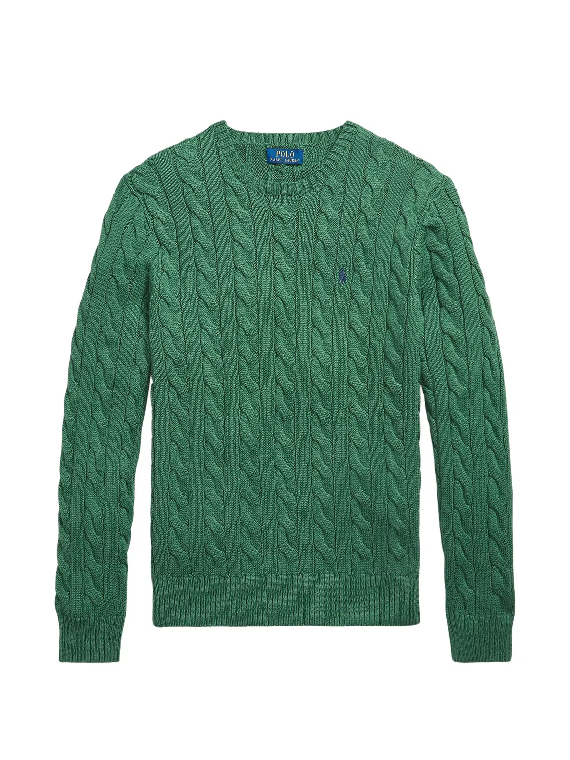 Хлопковый джемпер фактурной вязки Polo Ralph Lauren, зеленый