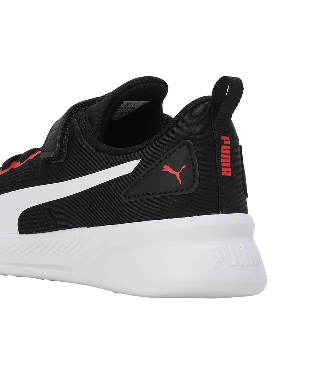 Детские кроссовки для мальчиков с сетчатым верхом Puma Flyer Runner V PS, Black Black White Red — фото 4