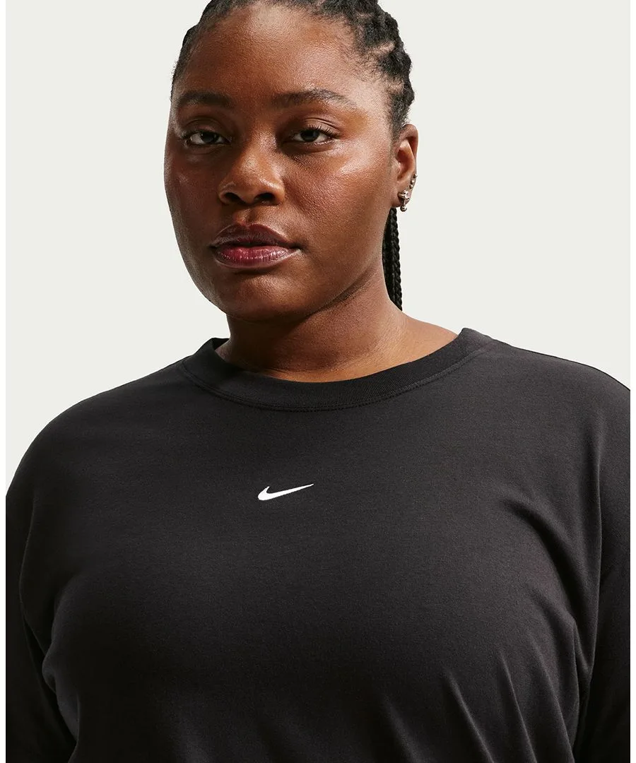 Спортивная футболка больших размеров с коротким рукавом оверсайз Nike, черный/белый — фото 3