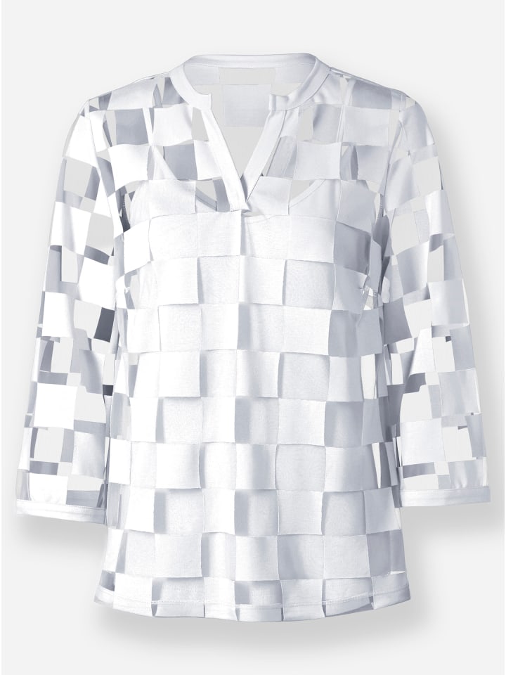 

Рубашка с рукавами 3/4 в белую клетку Heine