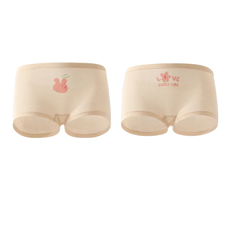 Детские трусы для девочек с принтом Red Bean Simple Letter Print 2-Pack, Light Apricot