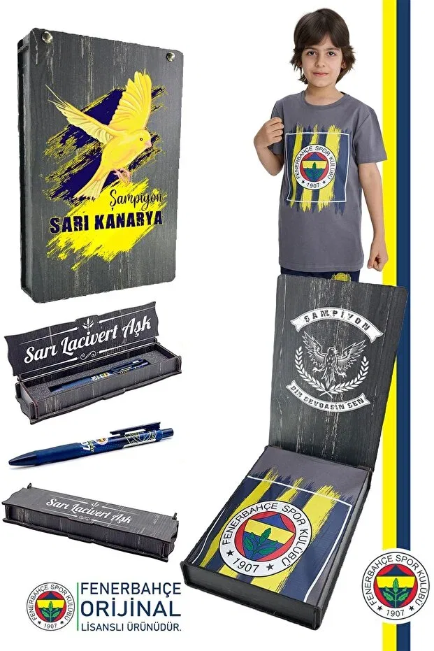 Детская футболка для девочек с принтом Original Logo 0 Collar Fenerbahçe, Gri