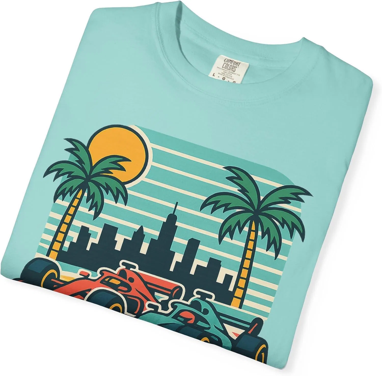 Футболка с принтом Miami Racing Comfort Colors, Chalky Mint — фото 2