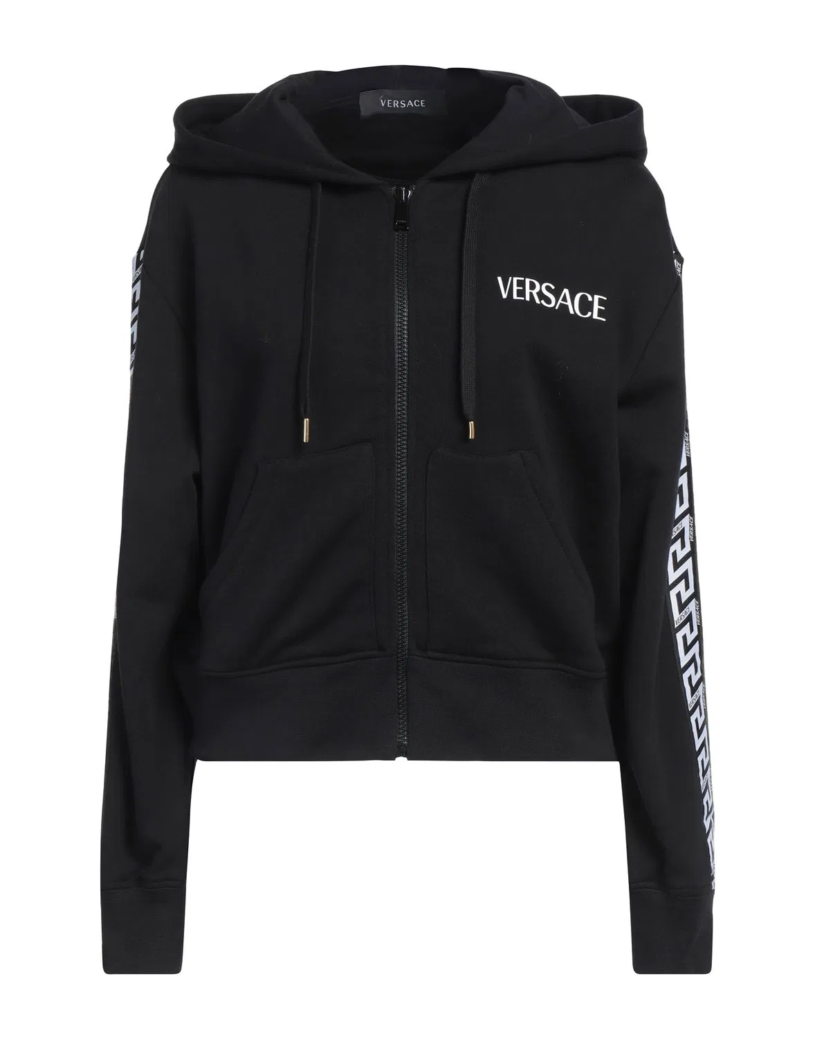 Женский свитшот с капюшоном и принтом Versace, черный