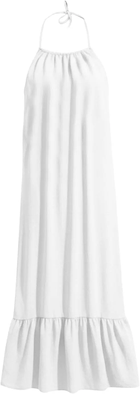 Женское макси-платье на завязках с открытой спиной, White — фото 4