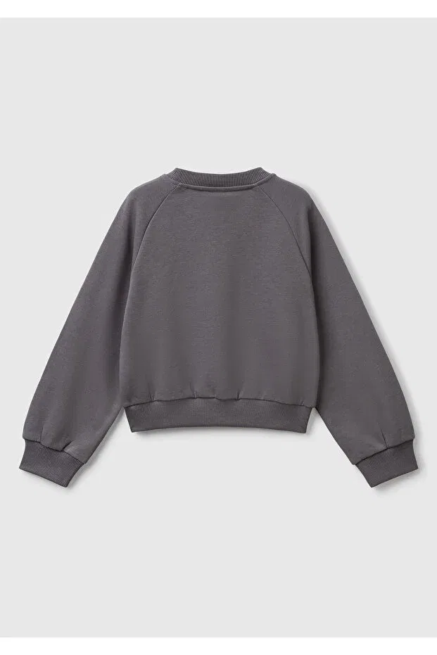 Детские свитшот для девочек с длинным рукавом United Colors Of Benetton, Anthracite — фото 2