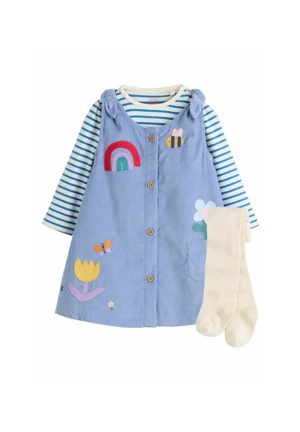 Платье-рубашка с хлопком, Regular fit-and pinafore with set, Next Character, синий