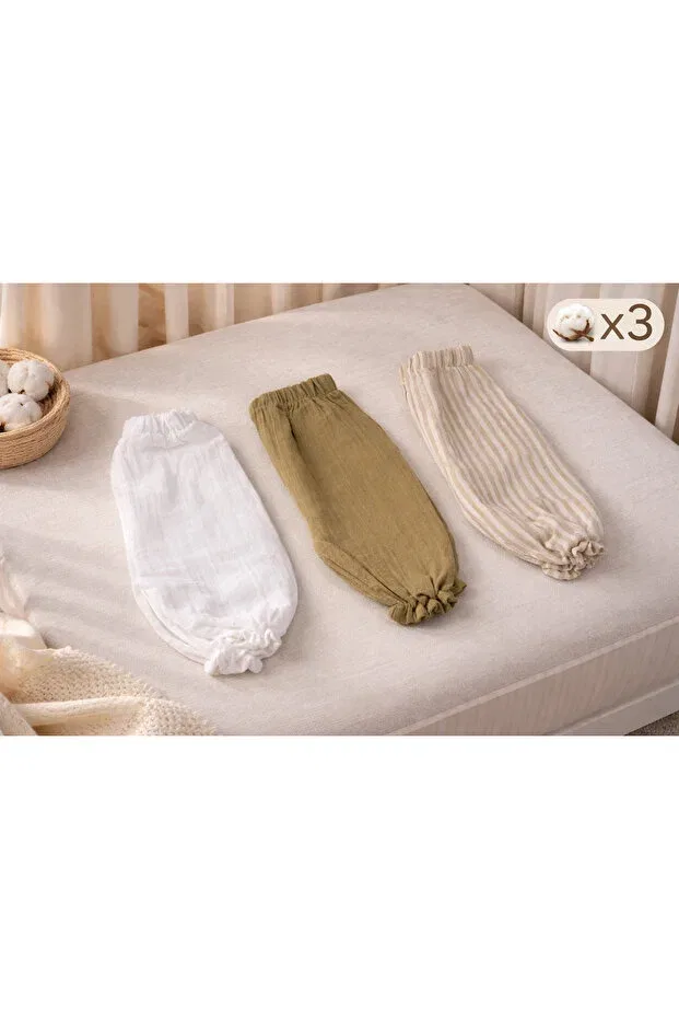 Детские брюки из муслина для девочек 100% хлопок Zemze Baby, Nude Color — фото 4