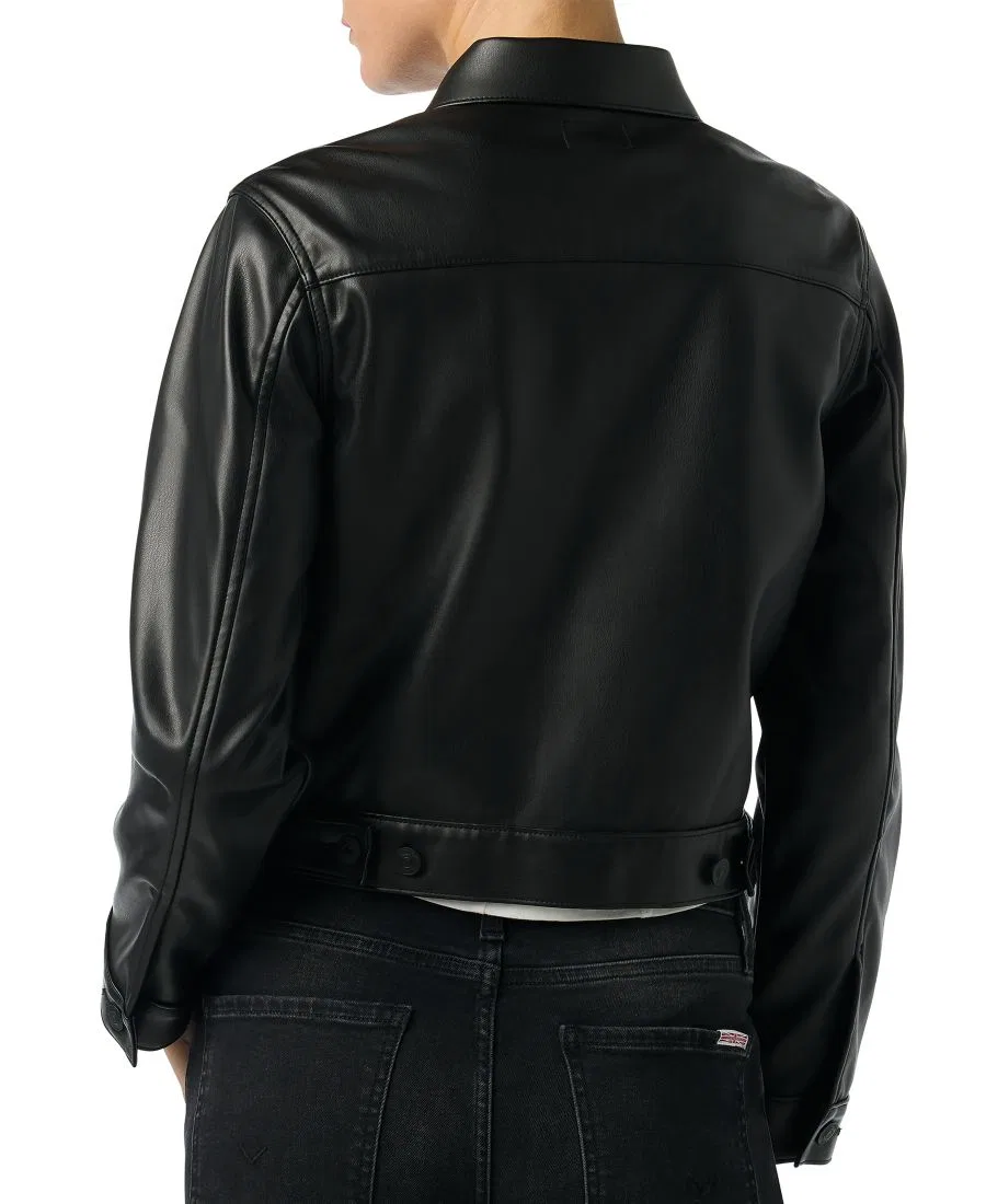 Куртка из кожзаменителя с длинным рукавом, укороченная Hudson Jeans, Black — фото 4