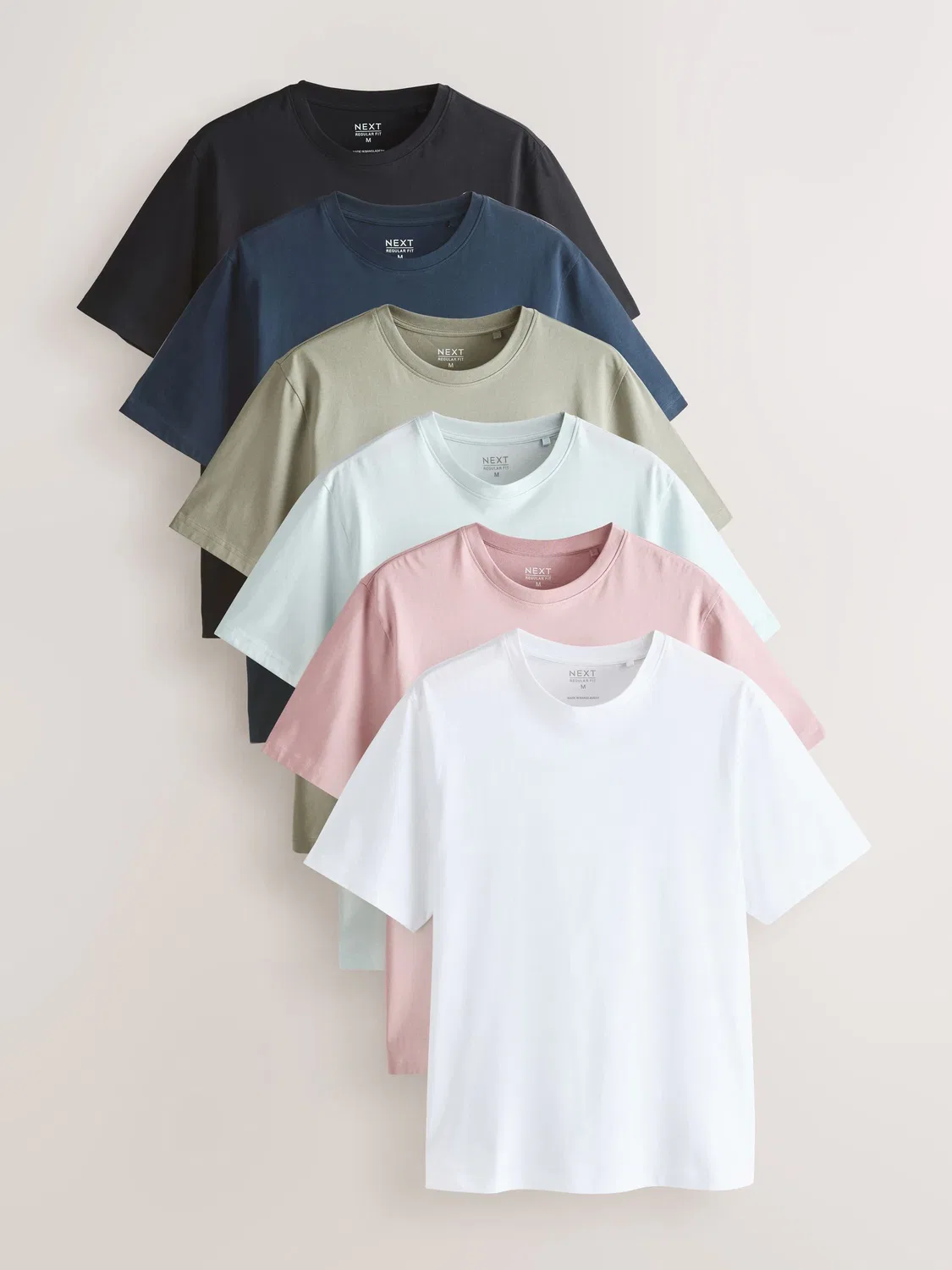 Футболка хлопковая, 6 шт., Regular Fit Next, пастельные тона
