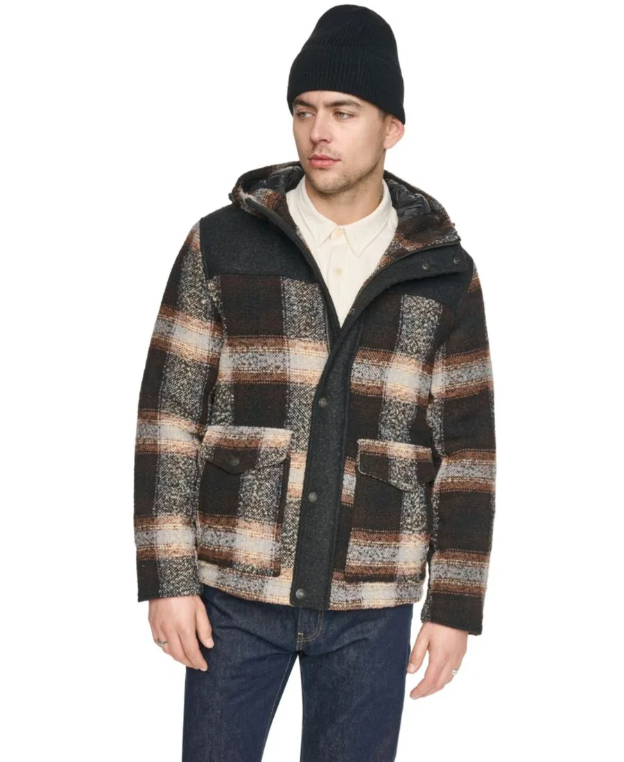 Куртка с капюшоном из шерстяного твида Levi's, Dark Brown Calista Plaid