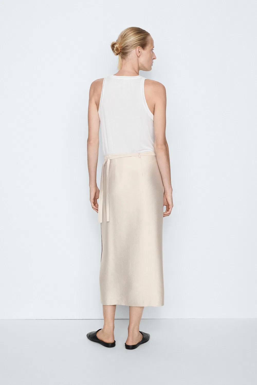 Юбка Massimo Dutti, свободная, с карманами, stone — фото 3