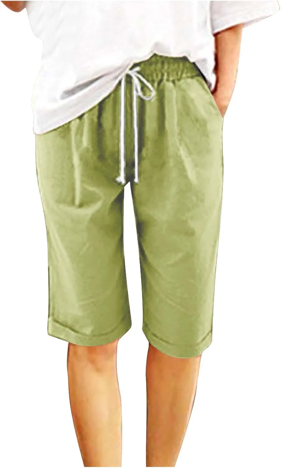 Женские бермуды широкие легкие LaceMade, Army Green