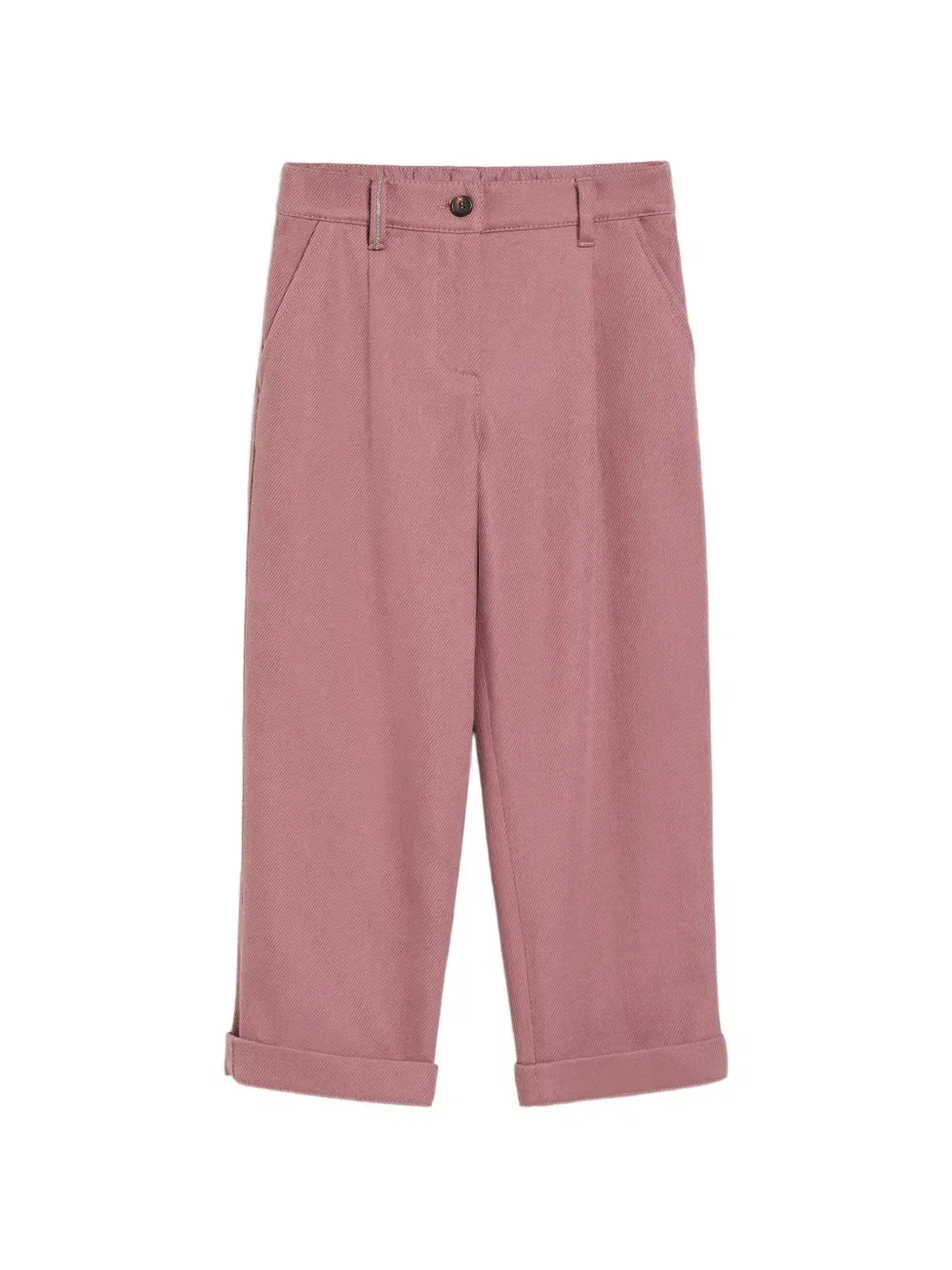 Брюки свободного кроя с декором Monili Brunello Cucinelli Kids, розовый
