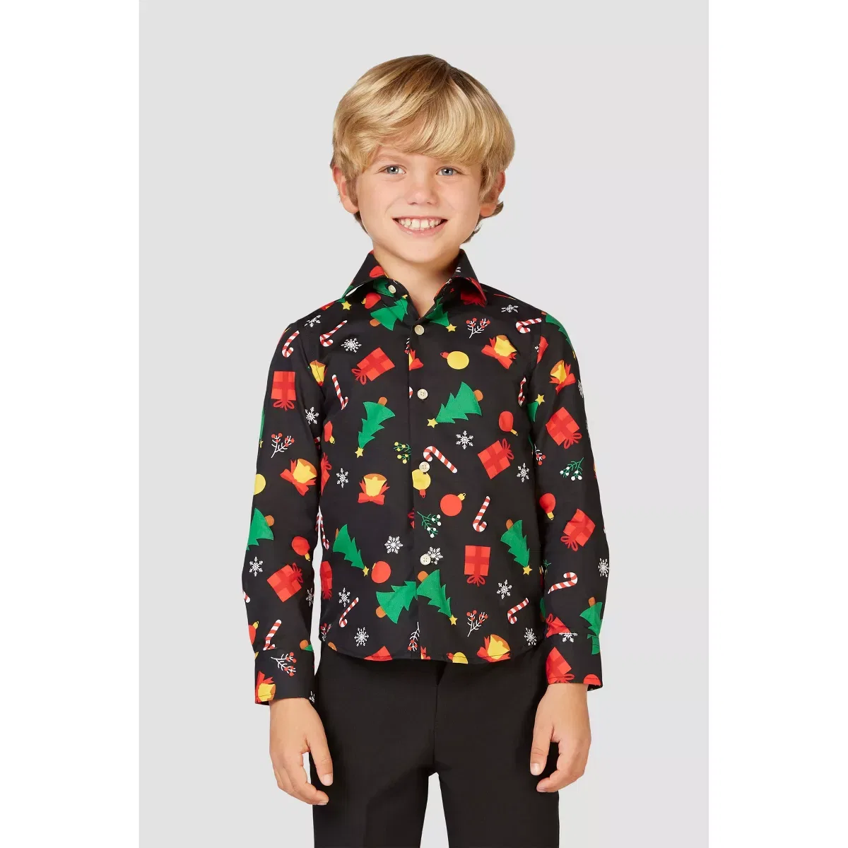 Детская рубашка с длинным рукавом OppoSuits, Black