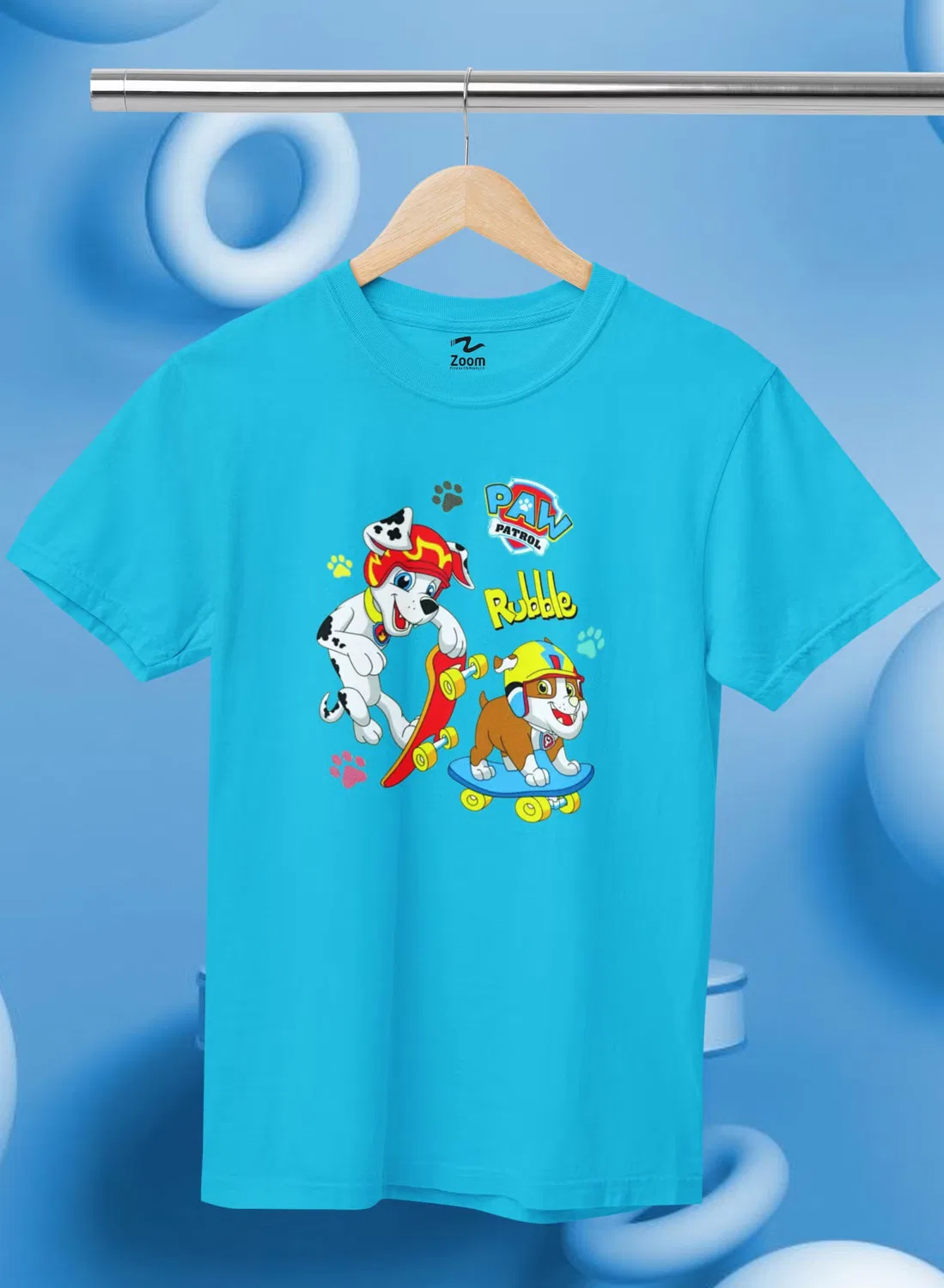 Футболка с принтом Paw Patrol Rubble Zoom, голубой