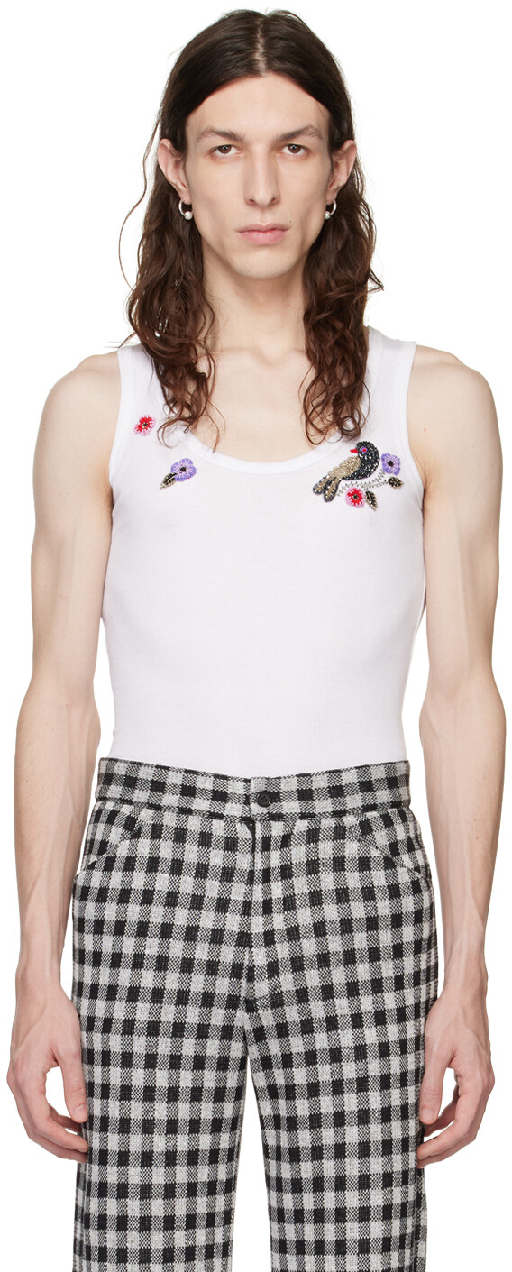 

Эксклюзивная белая майка SSENSE Anna Sui