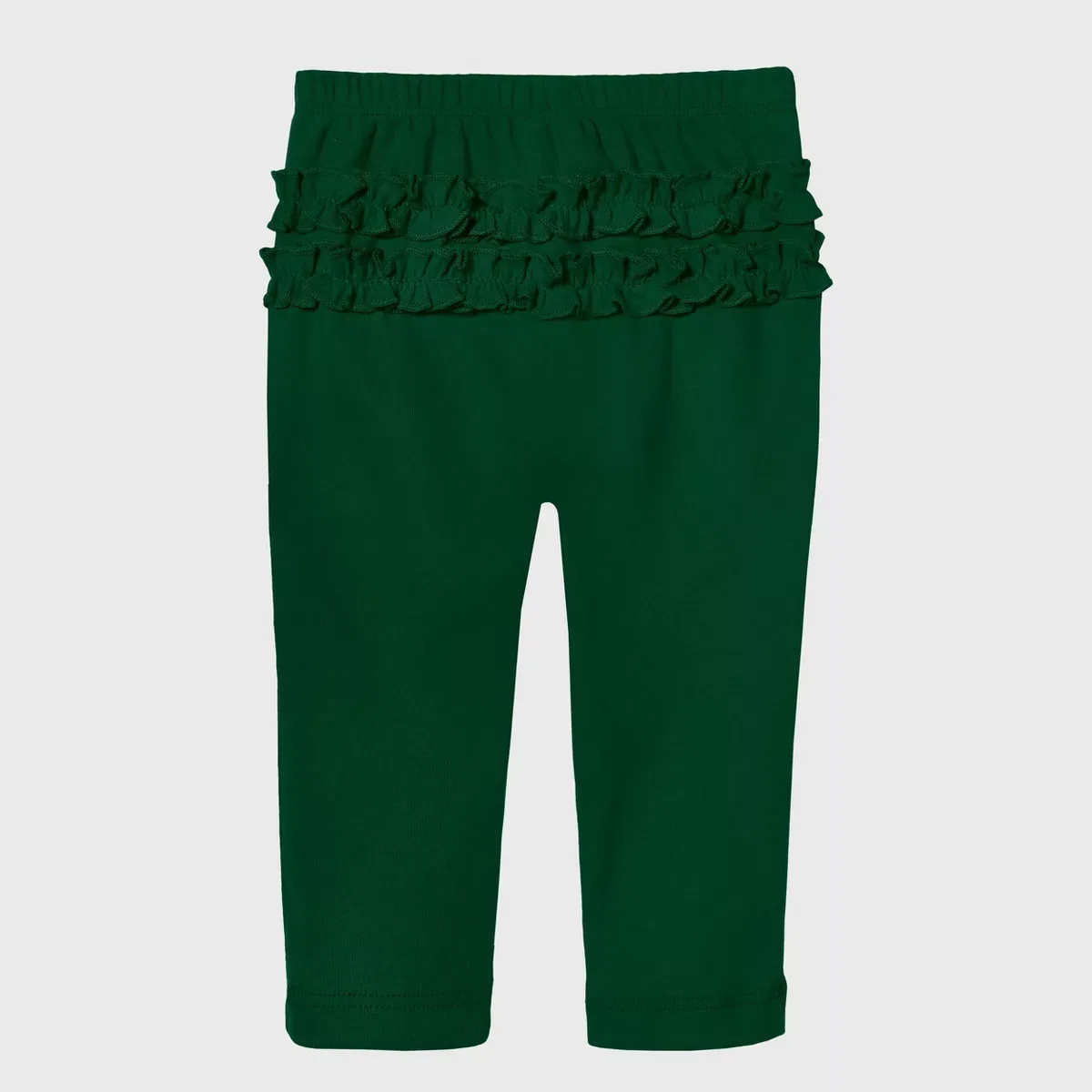 Детские леггинсы для девочек хлопковые с рюшами City Threads, Forest Green