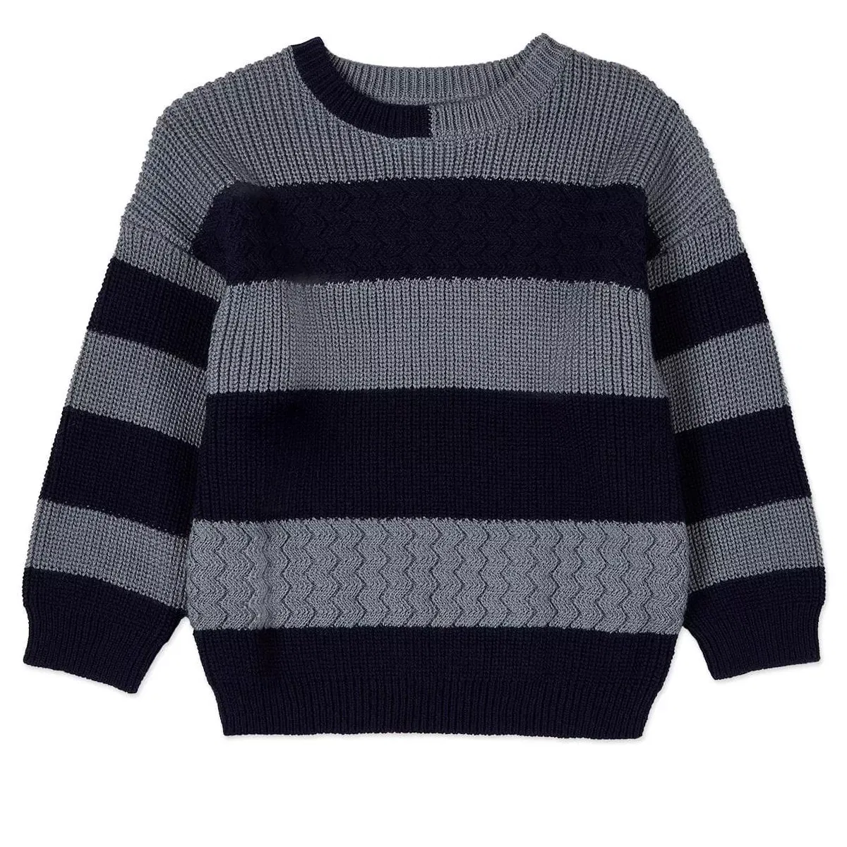 Детский свитер для мальчиков с принтом Two-Tone Stripes MiniMoi, Navy
