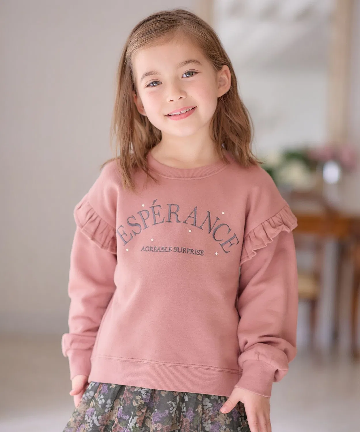 Детское худи с длинным рукавоми принтом Espérance Agréable Surprise ANY, Old Rose