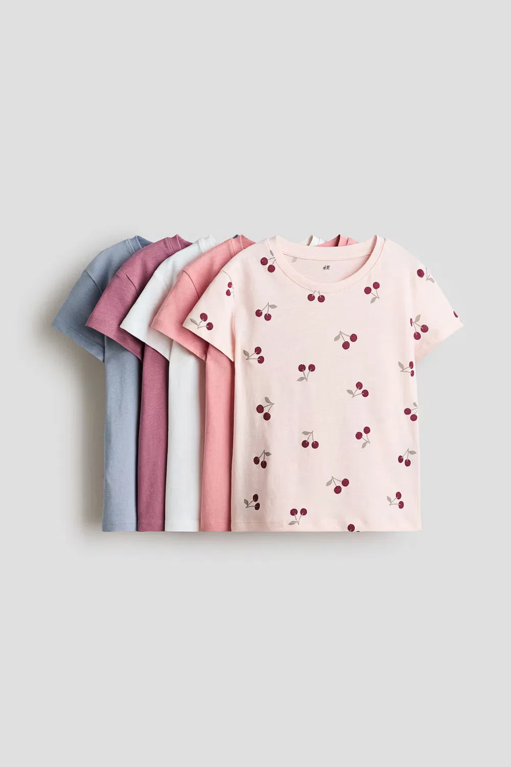 Набор из 5 футболок H&M, Hellrosa/Kirschen