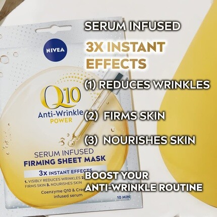 Nivea Q10 Power Anti-Wrinkle + Firming Sheet Mask с коэнзимом Q10 10-минутная крем-маска против морщин, 5 шт. — фото 2