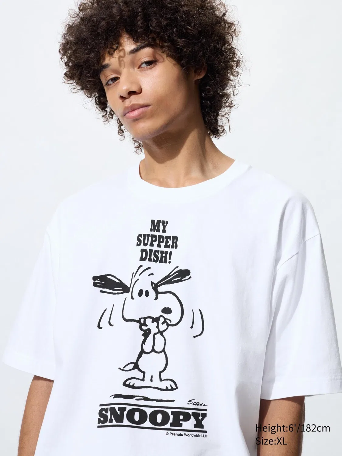 Футболка с коротким рукавом Uniqlo, Peanuts, с графическим принтом, белый