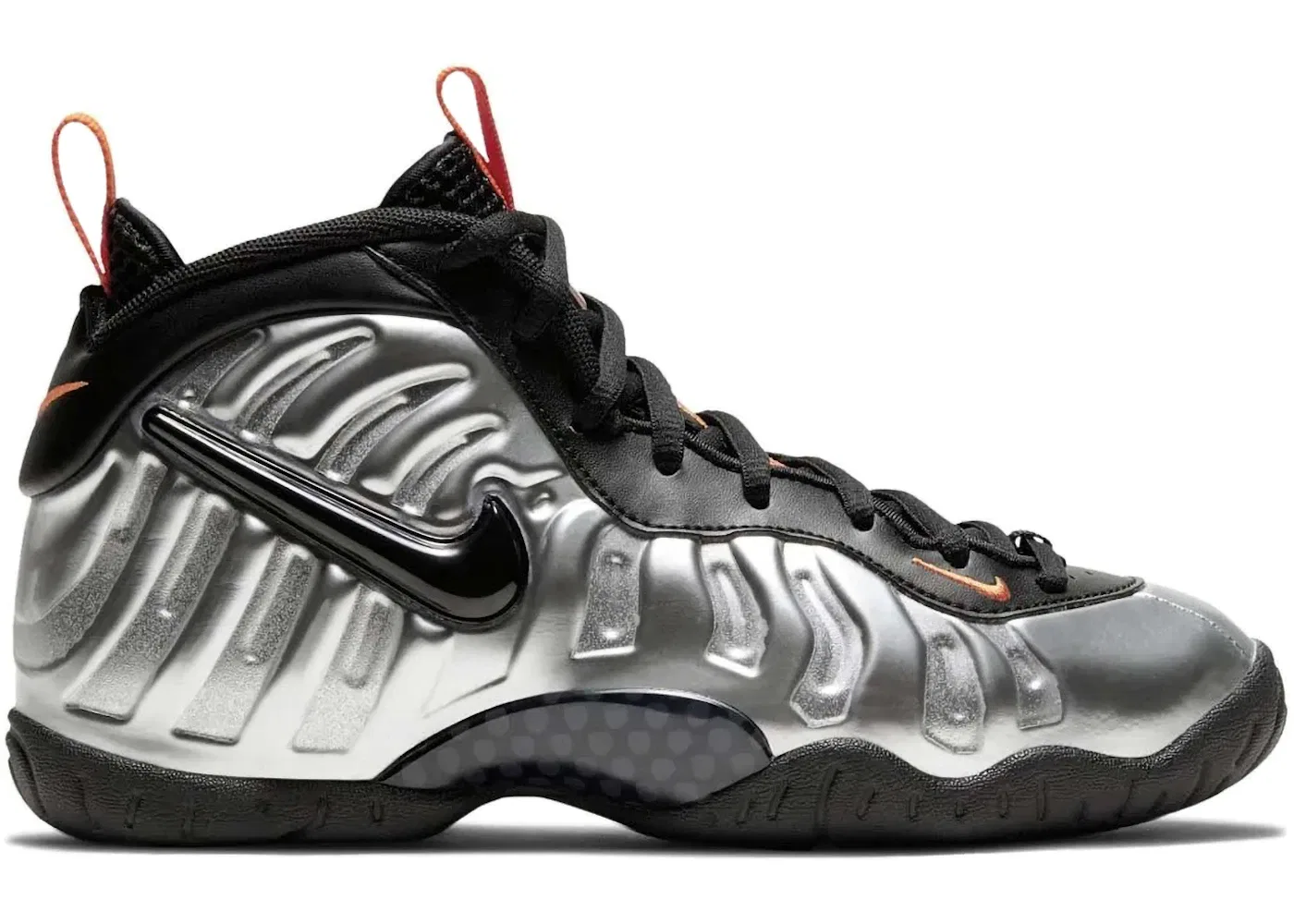 Детские кроссовки для повседневной носки Nike Air Foamposite One Nike, Flat Silver/Black-Electro Orange