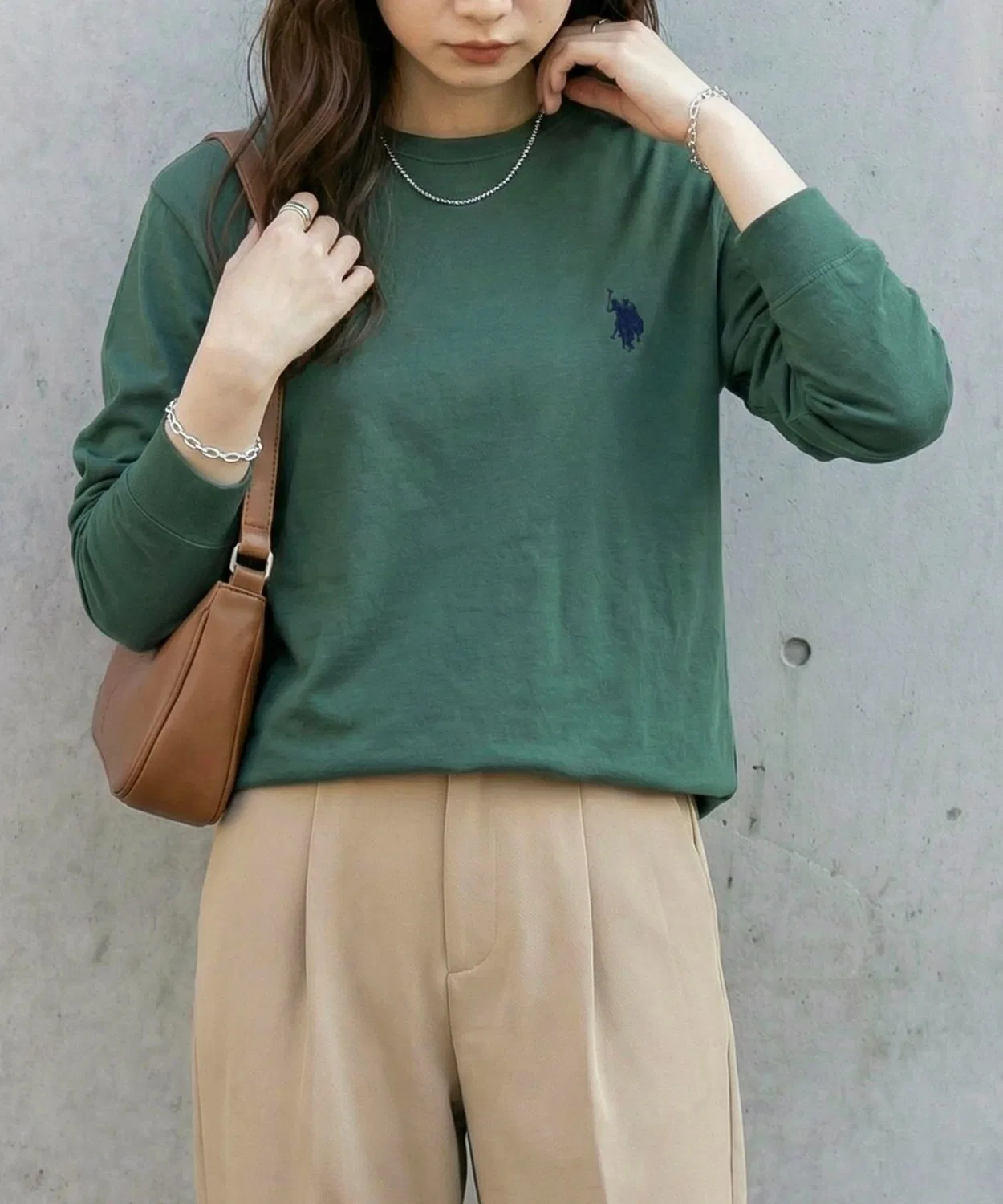 Мужская футболка с длинным рукавомоверсайз с принтом U.S. POLO ASSN., Green