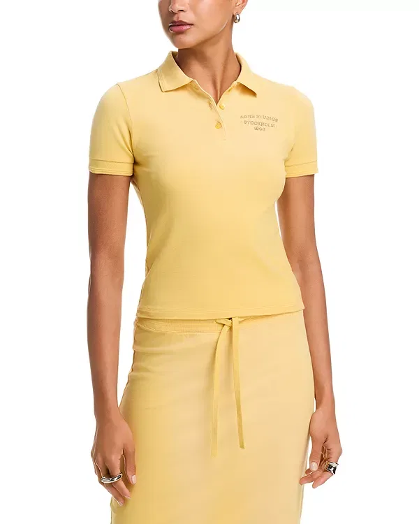 Женская футболка поло с принтом Logo Polo Tee Acne Studios, Warm Yellow