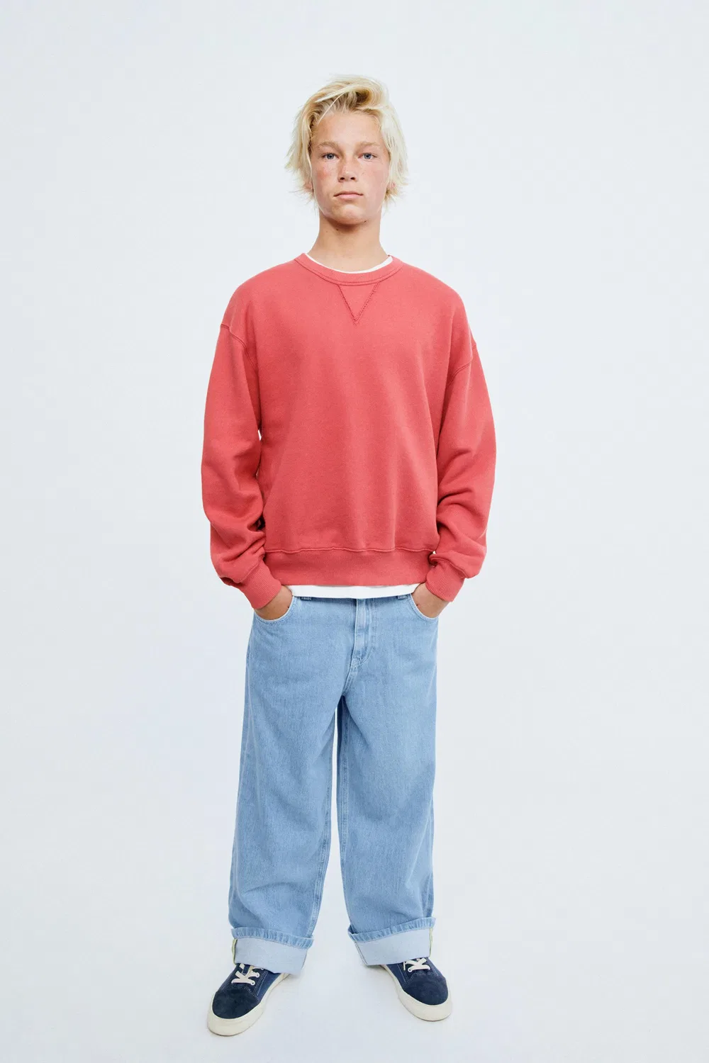 STORIESZ - Однотонная ребристая толстовка ZARA, Bright Red — фото 4