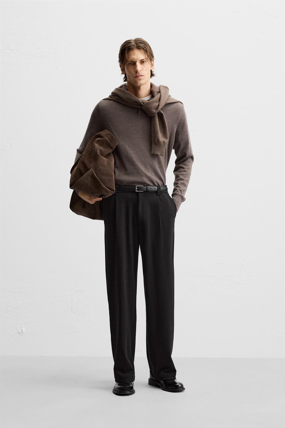 

Брюки из струйной текстуры ZARA, черный