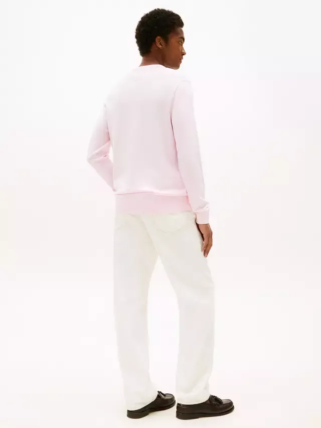 Свитер с круглым вырезом из чесаного хлопка с вышивкой флага Tommy Hilfiger, Light Pink — фото 3