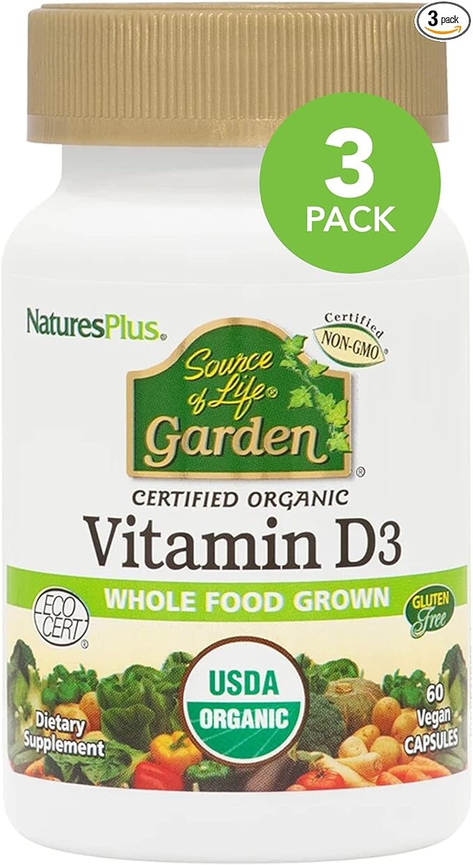 

NaturesPlus Source of Life Garden Витамин D3-60 веганские капсулы, упаковка из 3 шт.