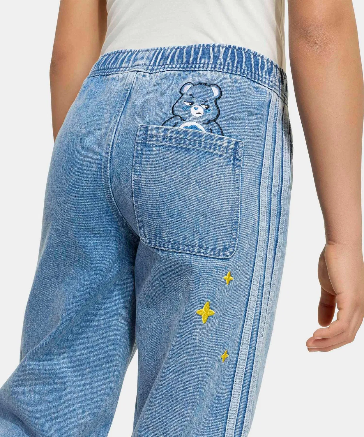 Детские джинсы свободного кроя с принтом Care Bears Adidas Originals, Blue — фото 4