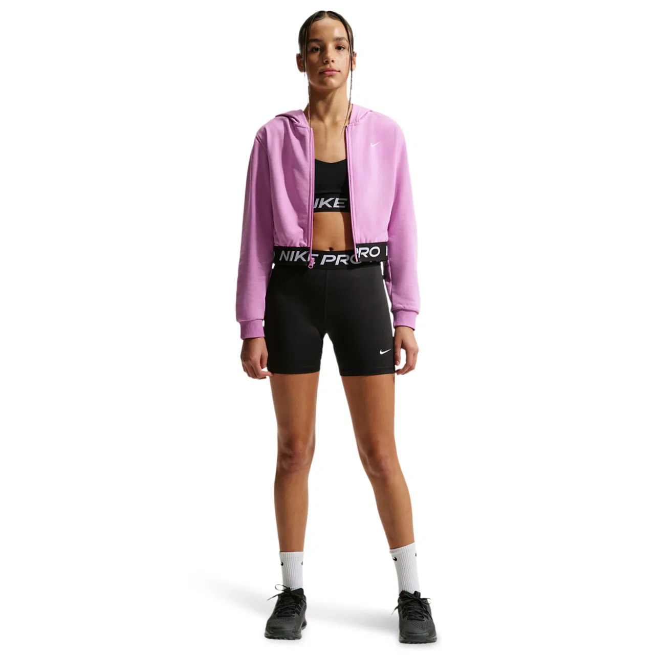 Толстовка на молнии для мальчиков Dri-FIT Full-Zip Fleece Nike, цвет Lt Magenta/Lt Magenta/Black — фото 3