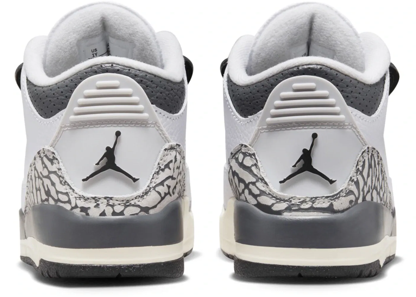 Детские кроссовки с длинным шнурком Jordan 3 Retro Hide N' Sneak Jordan, White/Black/Iron/Sail/Cement Grey — фото 4