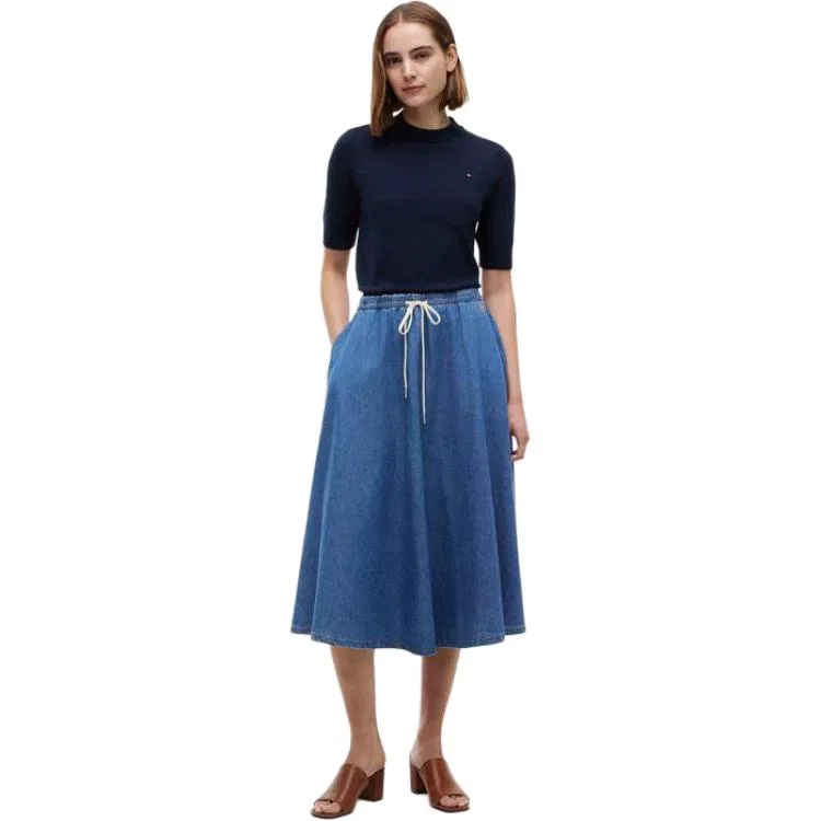 Женская длинная юбка джинсовая Tommy Hilfiger, Denim Blue 1A5 — фото 3