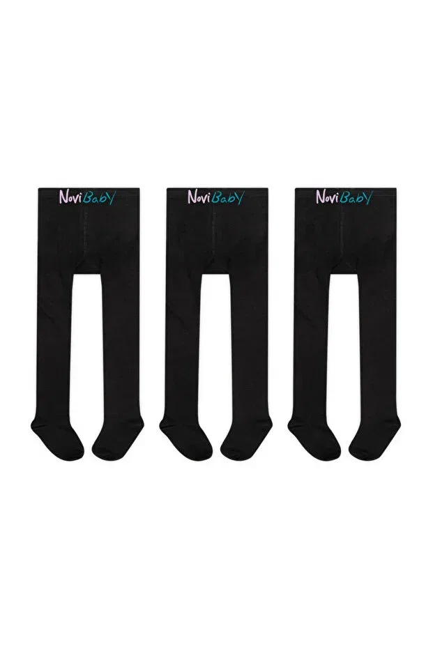 Детские колготки хлопковые 3 шт Novibaby, Black-Black-Black-Black