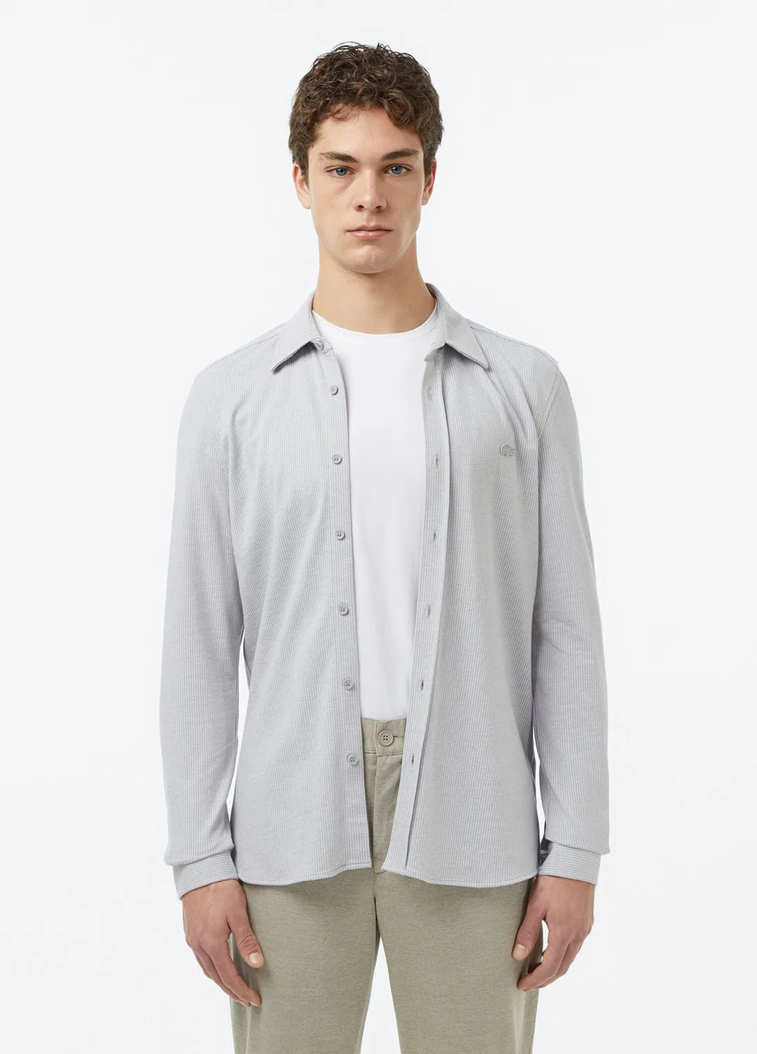 Рубашка slim fit Lacoste, серый — фото 2