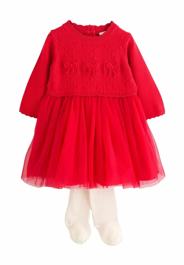Комплект из джемпера и платья хлопковый Regular fit twofer set Next, Red, красный