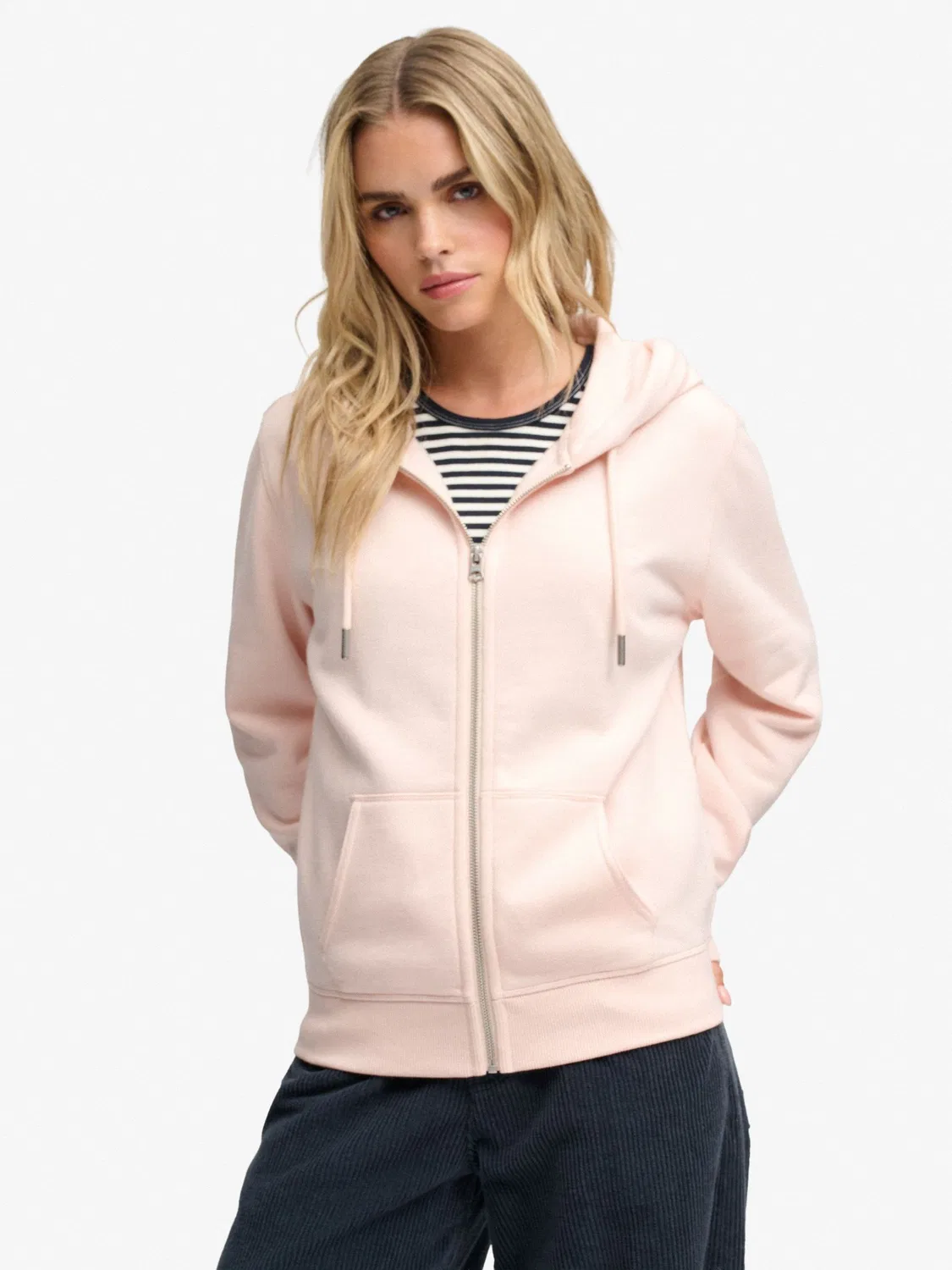 Розовый худи на молнии с логотипом Superdry