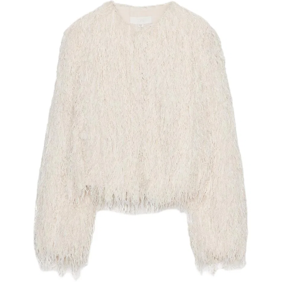 Женская куртка без воротника с принтом Raw White ZARA, Raw White