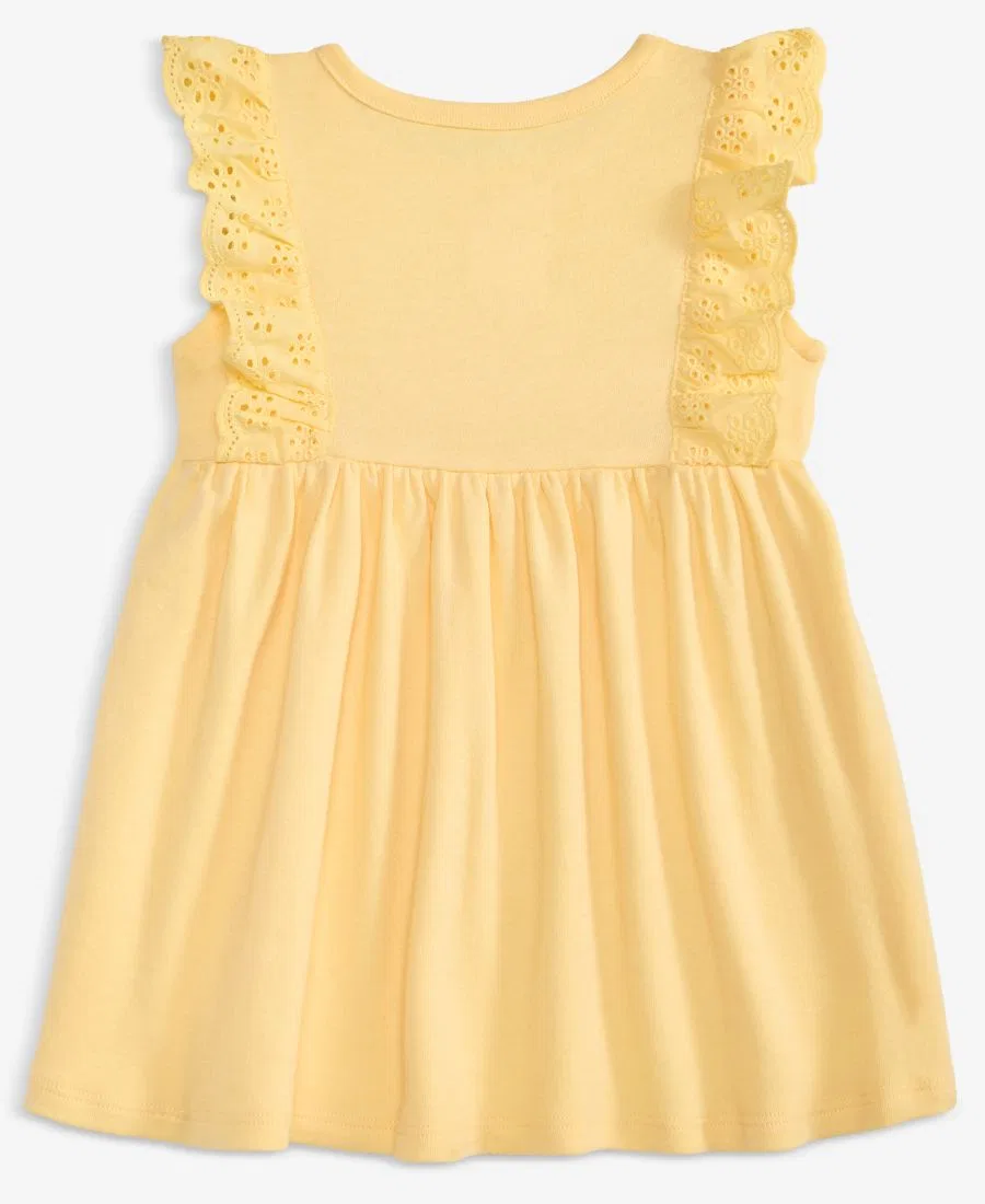 Платье-трапеция с кружевной отделкой Mix and Match Eyelet-Ruffle Dress First Impressions, Yellow Light — фото 2