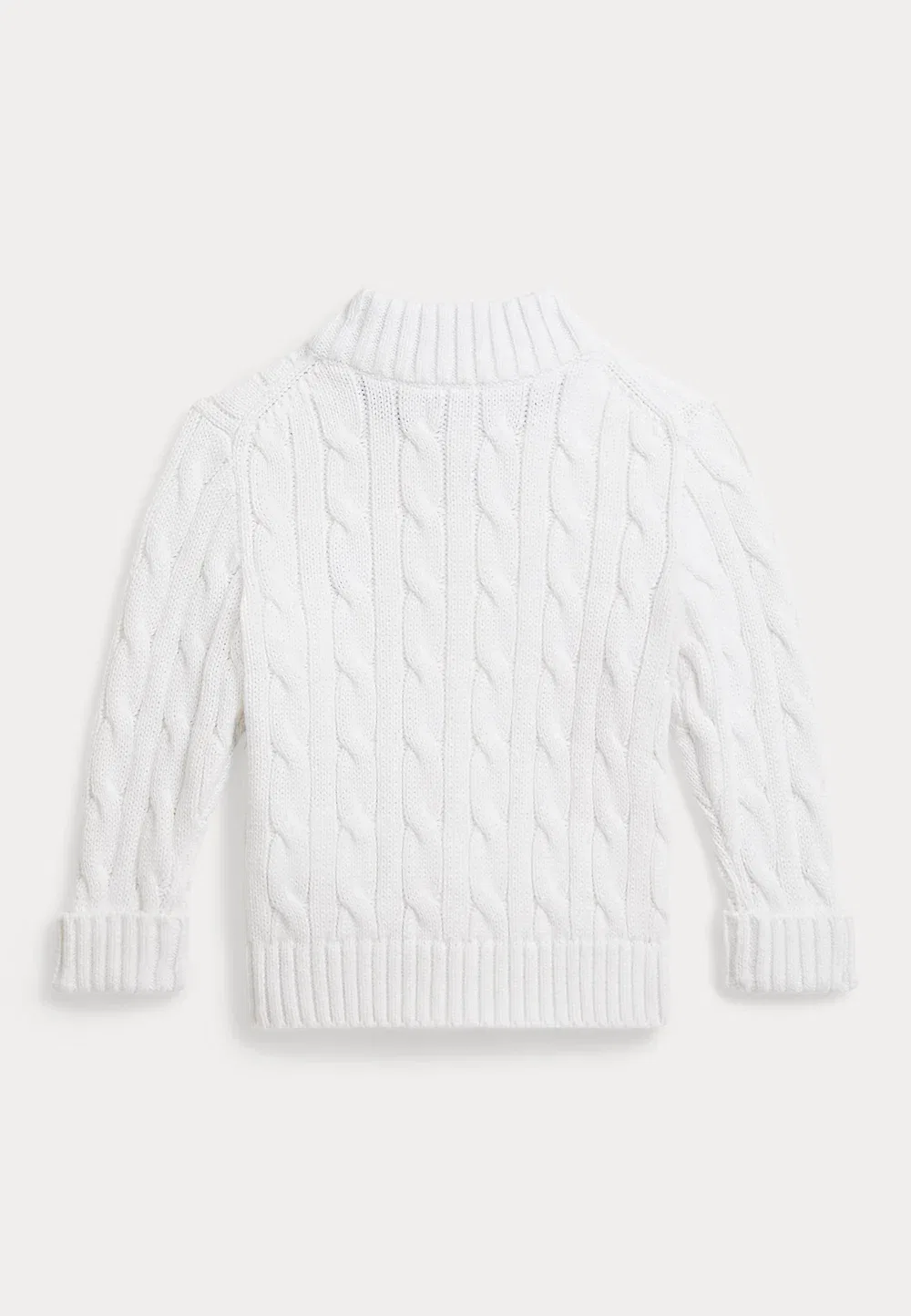 Хлопковый свитер крупной вязки на молнии (0-2 года) - кардиган Polo Ralph Lauren, White — фото 2