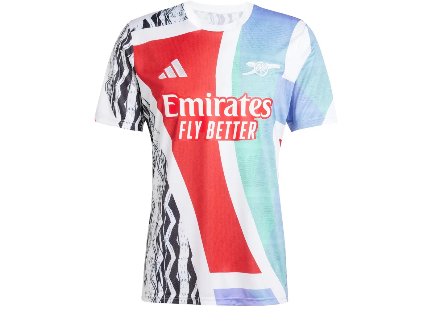 Мужская футболка с длинным рукавом Adidas Arsenal 24/25 Pre-Match Jersey, Better Scarlet/White/Black/Clear Aqua